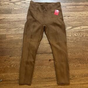 NWT faux suede Spanx MP pants in rich caramel
